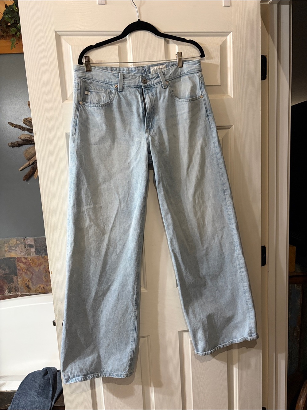 Ag Adriano Goldschmied Pale Blue Wide Leg Jeans